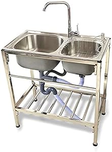 Generic 304 Edelstahl Doppelschüssel-Spülbecken Set