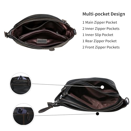 HESHE Crossbody Bag for Women Small Shoulder Handbags Multi-Pocket Satchel Handbags Crossbody Purse Shoulder Purses Small Ladies Hobo Bag Pocketbook Fashion Bags (W-Black)