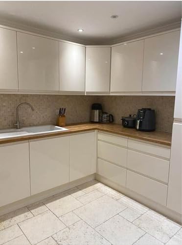 Image of HOME13 Self-Adhesive Wallpaper Removable and Decorative Vinyl Wallpaper for Kitchen Countertop Cabinets Table Beige Matt 2 Ft by 12 Ft 2pcs