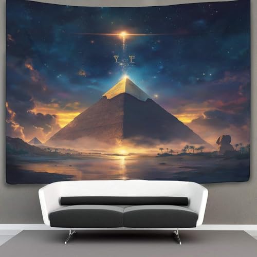 kaiyun Arazzo Da Parete Egyptian Spazio Theme Background,Piramidi luminose Arazzi Decorazione Da Parete Per Soggiorno, Camera Da Letto,dormitorio 150cmx200cm