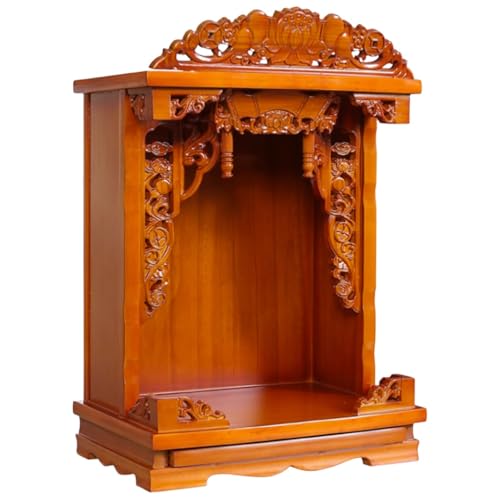 Table d'autel en bois compacte avec plateau d'offrandes dissimulé