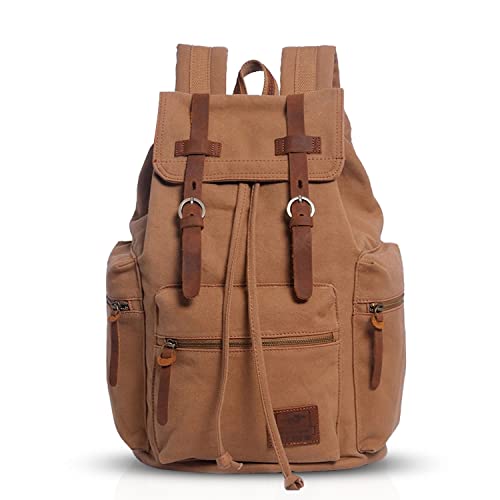 FANDARE Vintage Mochila de Lona Bolsa Escolar Mochilas tipo casual Canvas Daypacks Bolsos Mochila para Hombre Mujer Deportes aire libre senderismo Multiusos Mochila a diario para Viaje Hiking Amarillo