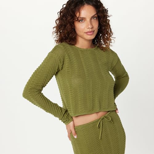 Image of The Drop Women's Makayla Crochet Drop-Shoulder Cropped Pullover