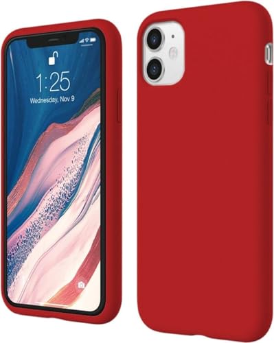 Image of Premium Liquid Silicone Case for iPhone 11 - Slim Full Body Protective Back Cover with Soft Microfiber Lining, Anti-Slip Grip Scratch Resistant Phone Case(Red)