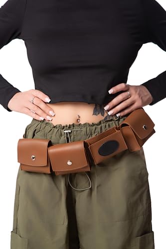 Brown Utility Belt Costume Bag Adjustable Women Mens Adult Accessories Pockets for Halloween Cosplay2