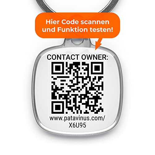Hund ABSICHERN -1x personalisierbarer Anhänger und App für iOS und Android - QR Code Hundemarke personalisier - Adressanhänger Hunde - Sekundenschnelle Kontaktaufnahme durch Chat-Funktion