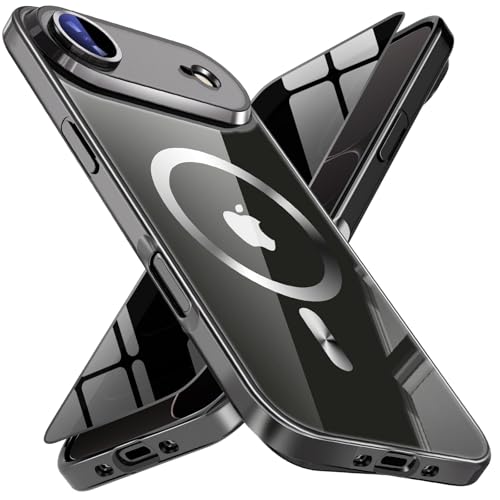 Image of Magnetic for iPhone 17 Air Case with Privacy Screen Protector & Full Camera Cover,[Non-Yellowing] Shockproof Clear Phone Case Compatible with MagSafe Women Girls for iPhone 17air,Black