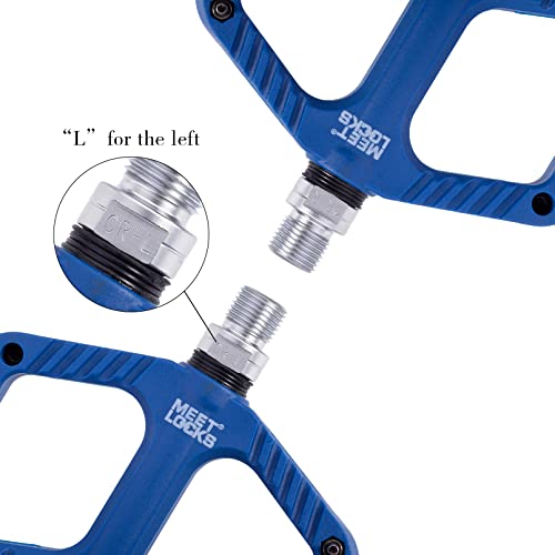 Meetlocks Mtb Bmx Bike Pedals Nylon Fiber Bicycle Platform 9/16" Screw Thread Spindle Ultra Du/Sealed Bearings,Blue #TOP4