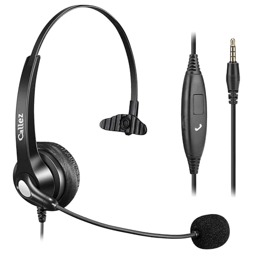 Callez 3.5mm Jack Headset with Microphone Noise Cancelling for Mobile Phone Laptop PC, Corded Computer Headphone for iPhone Samsung Zoom Home Office Work Classroom, In-line Control, Clear Chat