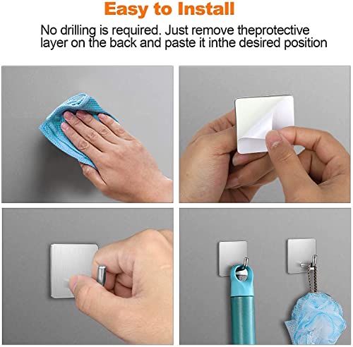 Image of Self Adhesive Wall Hooks - Heavy Duty 10 Pcs Wall Hanger Hook Without Drilling - Nail Free Wall Hooks for Hanging Sticky Hooks for Wall Heavy Items (Style 4)