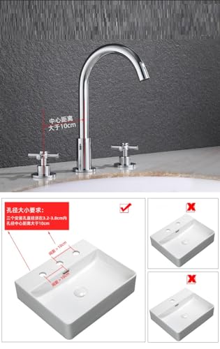 Robinet de lavabo 3 trous noir double commande eau chaude eau froide pour vasque salle de bain