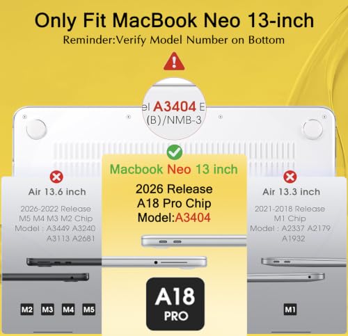Mektron Case for 2026 MacBook Neo 13-inch A18 Pro chip A3404 Laptop Cover with 13-inch (Diagonal) Liquid Retina Display+ Keyboard Cover+ Screen Protector, Golden Dahlia Flowers - image 2