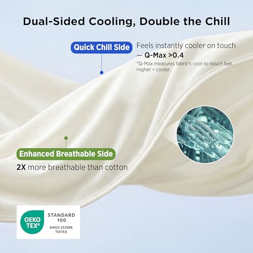 Image of Bedsure Off White Cooling Blanket Full Size for Hot Sleepers - Summer Blanket Full Size Cold Bed Cool Arc-Chill Thin Ice Cooled Bedding with Rayon Derived from Bamboo Night Sweats Hot Flashes, 80x90