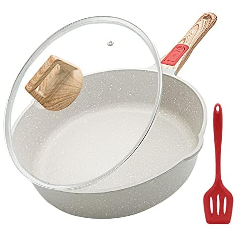 Bobikuke Bratpfanne 28 cm Induktion Antihaft Pfanne mit Deckel, 7.5 cm Innenhöhe, Pfanne Beschichtet mit Abnehmbarer Griff Cover
