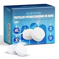 SURVIVOL Pastillas Potabilizadoras de Agua - Tabletas de Purificación 30 Unidades - Purificador de Agua para Autocaravanas, Senderismo, Barcos y Camper en Depósitos de Agua Potable.