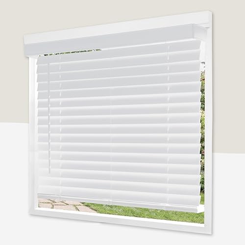 CHICOLOGY 2' Cordless Faux Wood Blinds, Room Darkening Smooth PVC Window Blinds, Cordless Lift...