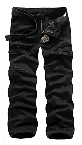 AOYOG Men's Fleece Lined Cargo Pant Windproof Work Pants(black)  32W32L