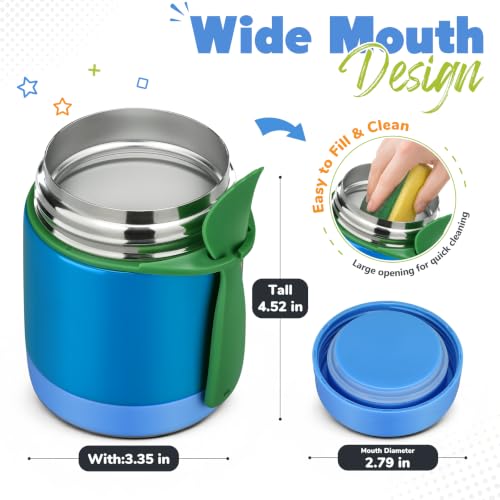 Image of 10oz Soup Thermo for Hot Food Kids,Lunch Thermo Kids Food Jar with Spoon Hot Insulated Food Containers,Leak Proof Stainless Steel Wide Mouth Lunch Food Jar for School(Blue)