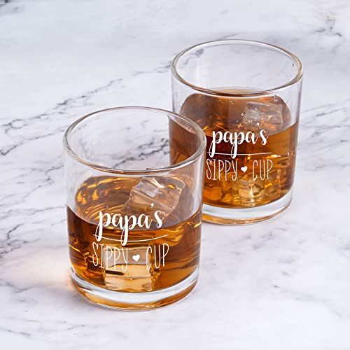 Modwnfy Christmas Papa’s Sippy Cup Whiskey Glass, Xmas Father’s Old Fashioned Glass, 10 Oz Scotch Glass For Dad Father Papa New Dad Him Husband On Christmas Fathers Day Baby Shower Wedding Party #TOP4