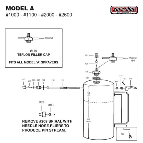Sure Shot SUR-156 Filler Cap Assembly for Models 1000/2000 - Easy Hand-Tightening Handle for Fast Refilling, Durable Replacement Part - Made in the USA