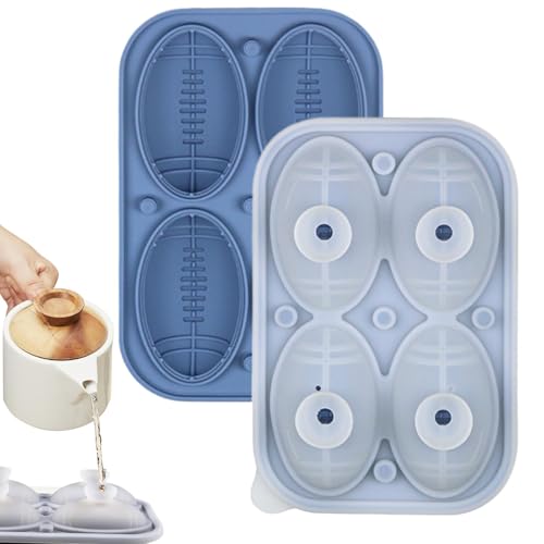 Molde de chocolate de fútbol | Moldes de silicona de 4 cavidades con forma divertida de bolas de hielo, fácil de desmoldar, embudo incluido, molde de fondant para decoración de pasteles, chocolate