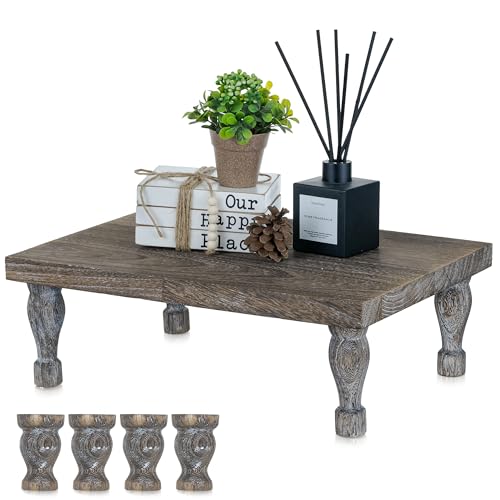 Hanobe Wooden Riser Decorative Tray: Farmhouse Wood...