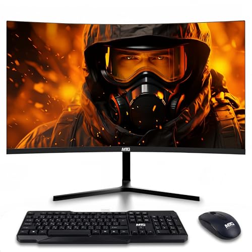Image of MTG Dual 32 inch Curved Monitor Full HD 1080P Frameless Screen, HDMI DP USB Audio, Low Motion Blur, VESA Mount, Wireless Keyboard Mouse Combo, Computer Monitor for Gaming, Home and Office