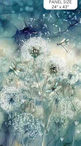 Quilting, Sewing Fabric - Northcotts Fabric Art - Whisper - Puff Blossom & Dragonfly Panel - DP28700-68 - By the Panel