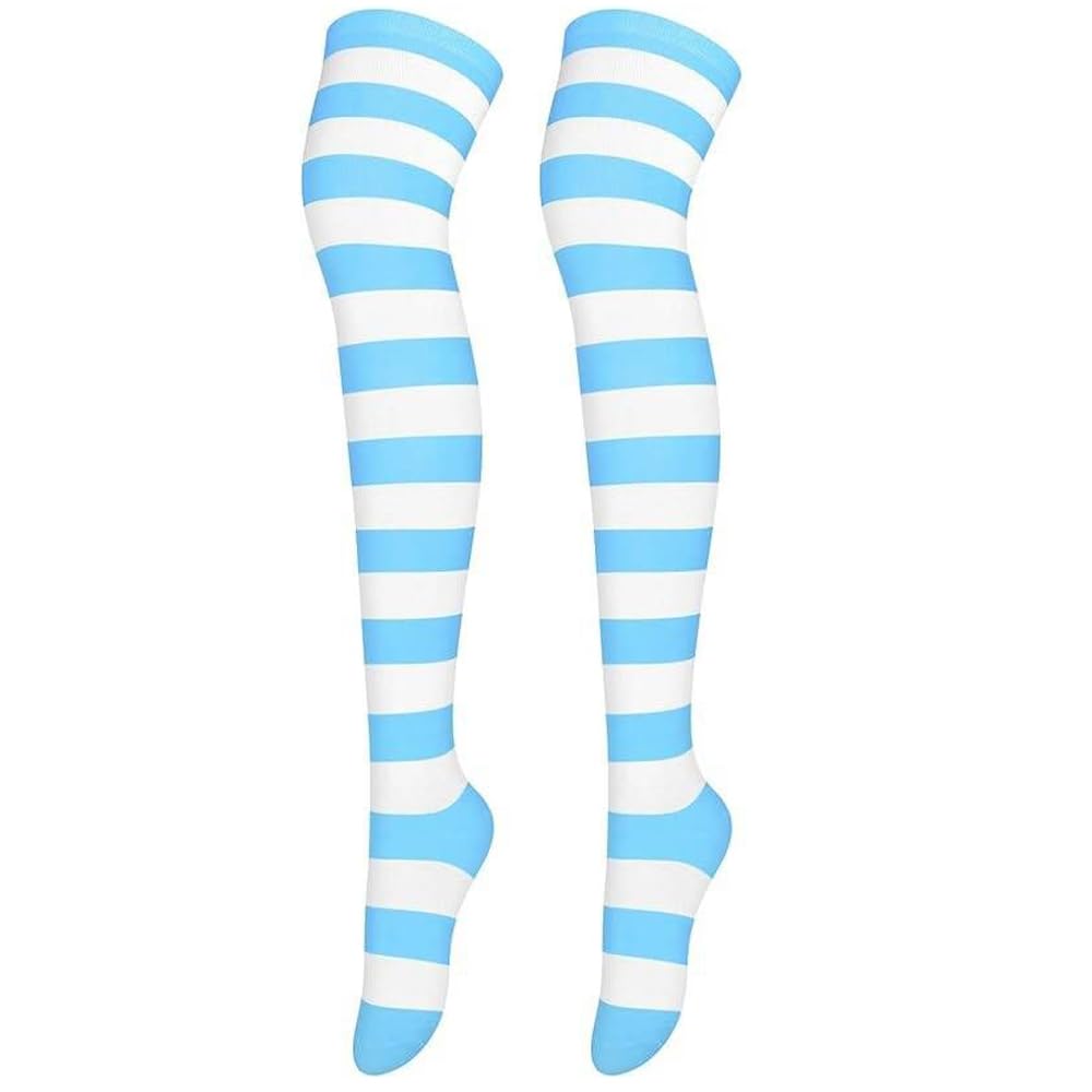 Striped Thigh High Socks Over Knee Stockings for Women Girls