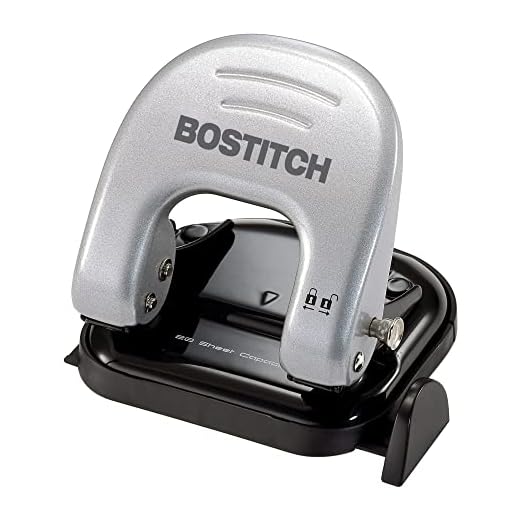 Bostitch Office EZ Squeeze Reduced Effort 2-Hole Punch, 2 Sheets, Locking Handle, Silver (231)