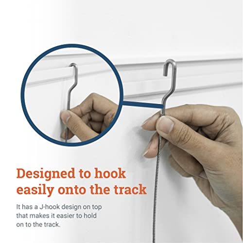 Image of Steel Picture Hanging Cord 2mm Diameter 72-Inch with Large Hook - Compatible with TR101 Wall Track Picture Hanging System - Supports Up to 28 lbs - 5 Pack