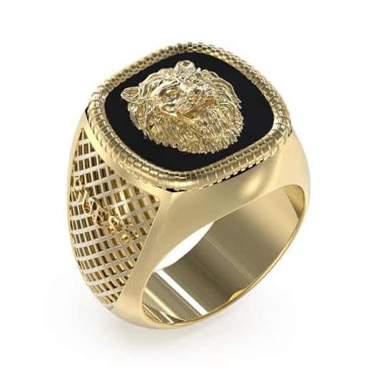 Guess Anillo para hombre de la colección Lion King El anillo tiene como símbolo de león, talla 22, número de artículo JUMR04003JWYGBK, 22, Cristal