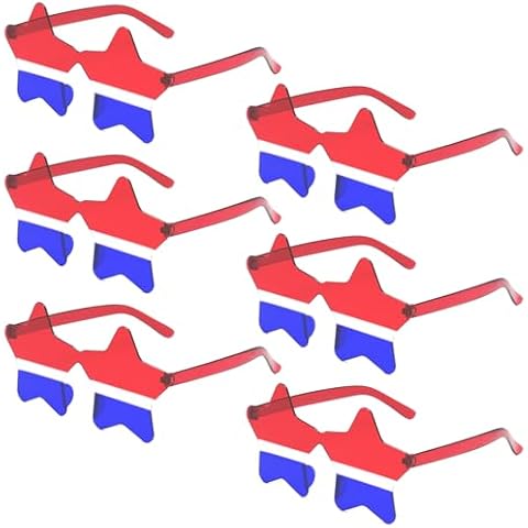 QXBXYHM Independence Day Star Shaped Rimless Sunglasses Transparent Pentagram Glasses 4th of July Disco Glasses (Independence Day Sunglasses-A, 6) Cover