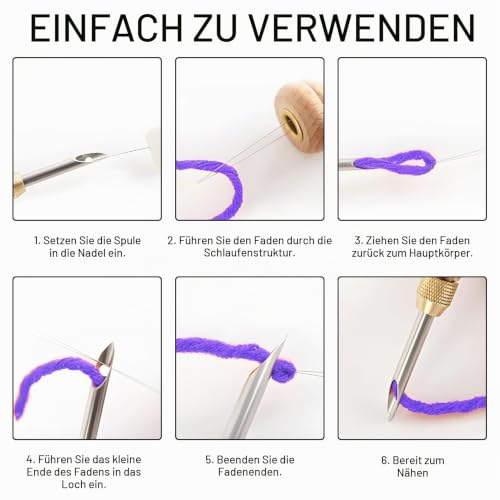 Punch Needle Set mit Holzgriff und 3 Nadelgrößen – Bild 3
