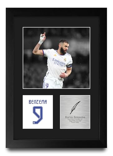 Karim Benzema Real Madrid édition photo autographe encadrée A4 prestige de collection