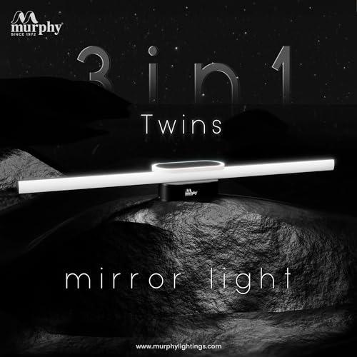 Image of Murphy Aluminium 16+2W Black Finish Led Picture Photo Frame Light /Bathroom Dressing Table Light With 3 Color Changing Light (White,Warm White And Natural White), Pack Of 4