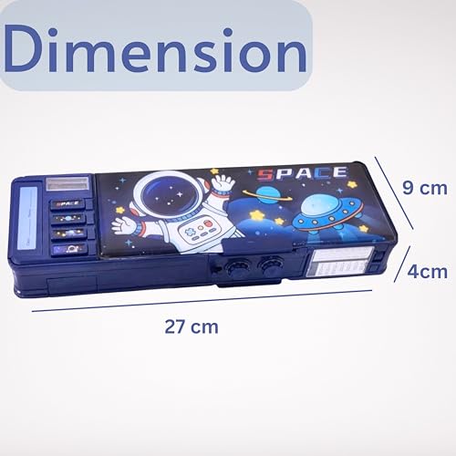 Image of ZAFCO Plastic Astronaut Magnetic Pencil Box for Kids Password Lock Large Capacity Space Theme for Boys and School Going Children Stationaries Organizer Return Gift School Supplies| Pack of 1, Blue