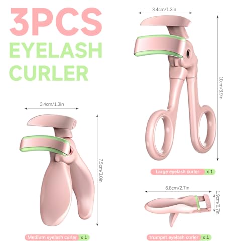 Image of MAYCREATE 3Pcs Eyelash Curler Set, Quick Curl Eyelash Curlers for Hard Lashes, Mini Eye Lash Curler for Corner Lashes, Long Lasting Lift for Small Inner and Outer Eyelashes, Defines & Shapes Effortlessly