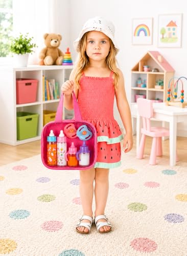 fash n kolor® My Sweet Baby Disappearing Doll Feeding Set, Baby Care 6 Piece Doll Feeding Set - for Toy Stroller | 2 Milk & Juice Bottles with 2 Toy Pacifier for Baby Dolls Set - Kids Gift Set - image 7