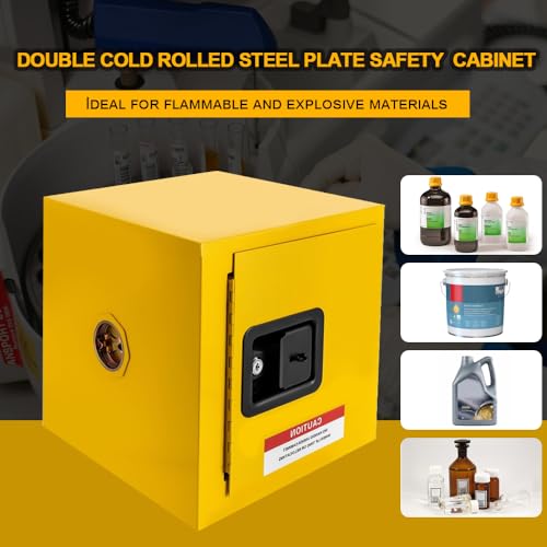 Image of Flammable Cabinet 13 inch x 13 inch x 13 inch,Galvanized Steel Flammable Safety Cabinet,1 Door Mini Safety Storage Cabinet Flammable Liquids Storage Cabinet for Commercial Industrial and Home Use