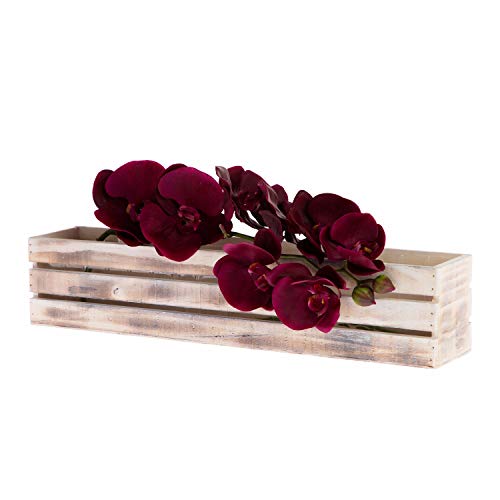 20" Rectangular Rustic Wood Planter with Plastic Liner l Rustic Whitewash l Wine Crate Style, Home and Wedding Decorations, Garden Ornaments (20x4 Wine Crate Set of 2, Whitewash) - Image 5