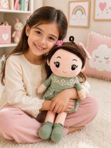 Image of SCOOBA Girl Doll with Cute Green Frock 40cm Medium Height Stuffed Toy