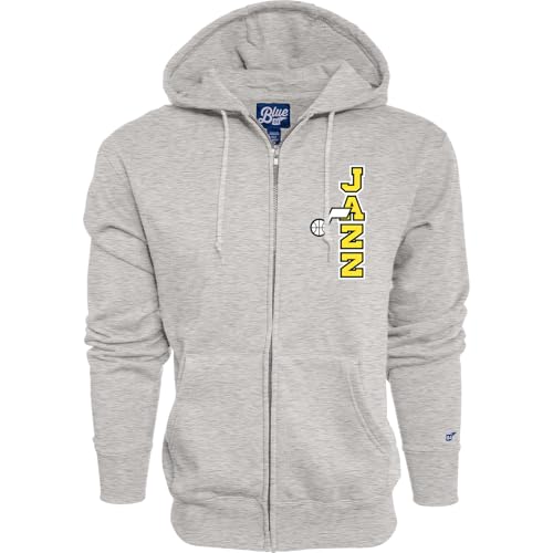 Blue 84 Utah Jazz NBA Officially Licensed Full Zip Hooded Sweatshirt Iconic, Heather Gray, Small