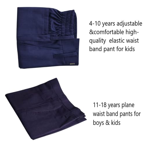 Image of Navy Blue School Uniform Trousers, Formal Dress Pants Regular-Fit Kids & Boys