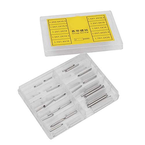 Sumoo Bandschraube, 2 Boxen Uhrenarmband-Verbindungsstifte Bandschrauben-Set Uhrmacher-Reparaturwerkzeug-Zubehör mit Aufbewahrungsbox für die Uhrenreparatur Cover