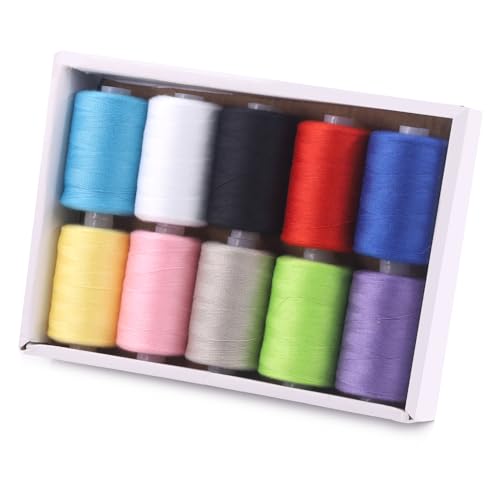 Tanstic 10Pcs Sewing Thread, 10 Colors Polyester Thread, 1093 Yards(1000M) Per Spool, Colorful Sewing Threads for Sewing Machine, Hand Sewing Tanstic 10Pcs Sewing Thread, 10 Colors Polyester Thread, 1093 Yards(1000M) Per Spool, Colorful Sewing Threads for Sewing Machine, Hand Sewing
