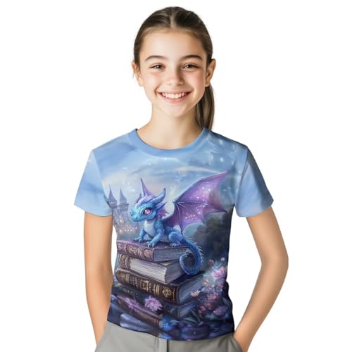 Image of WELLFLYHOM Kids Tshirts Girls Boys Short Sleeve Crewneck Tees Shirts Casual Sport Pullover Tops Size 3-16 Years