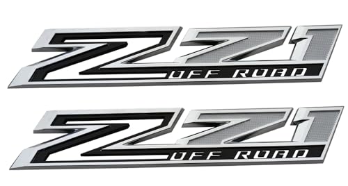 Image of 2pack New Big Z71 Off Road Emblems Side Decals 3D Badges Compatible with fits 2019-2025 Silverado Offroad Parts 84632695 (Chrome Black)