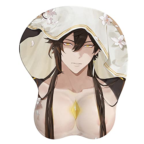 Genshin Impact Zhongli Ergonomic Mousepad with Wrist Support - Protect Your Wrists and De-Clutter Your Desk - Premium Mouse Pad with Wrist Rest - Latest Custom Non-Slip Design