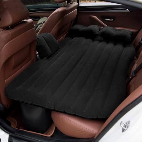Image of Car Inflatable Bed for Back Seat, Portable SUV Air Mattress with Electric Pump, Thick Flocked Surface, Travel Sleeping Mattress for Camping, Road Trips, Outdoor Adventures